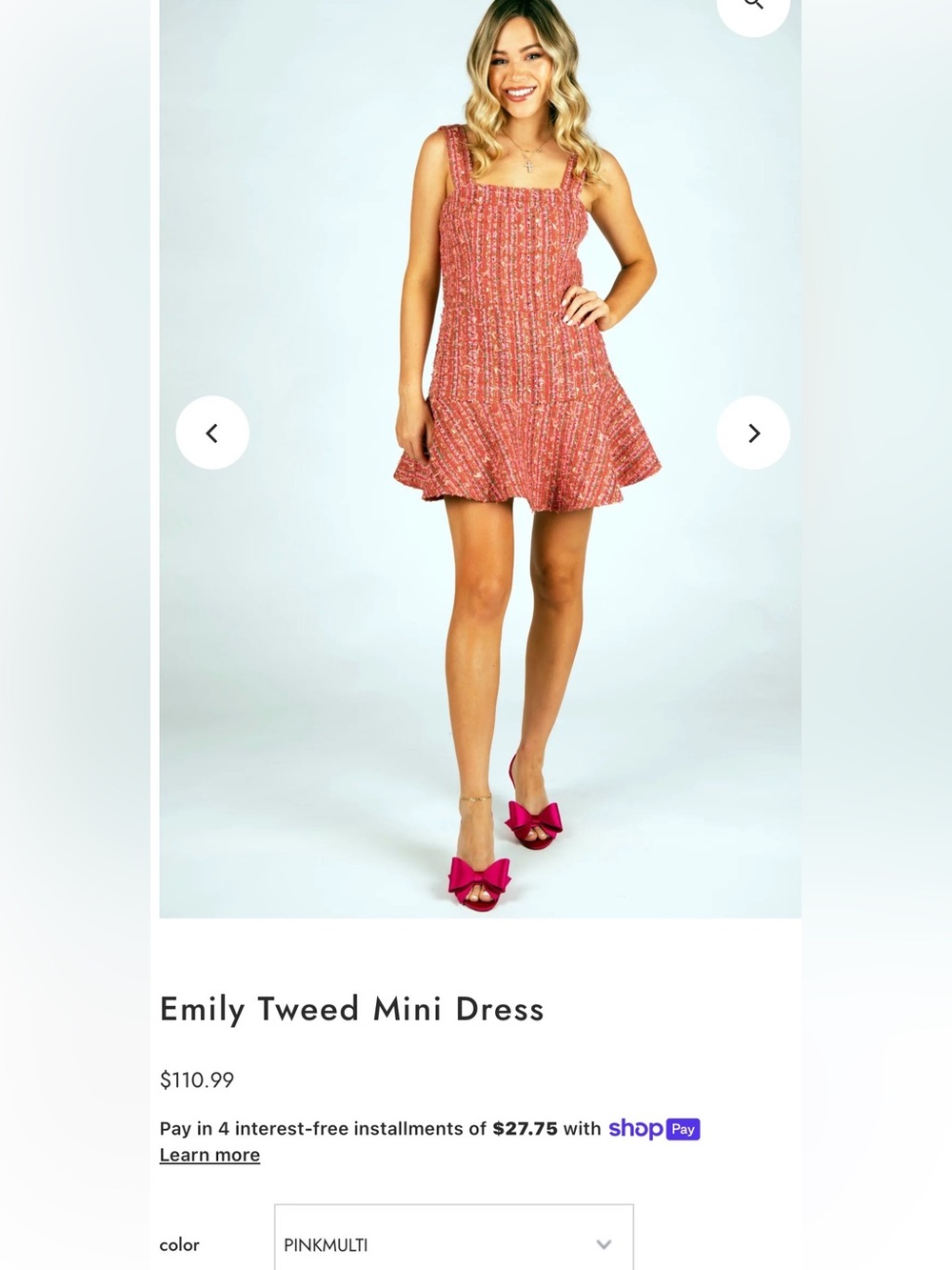 Pink Tweed Mini Dress - Picture 4 of 6